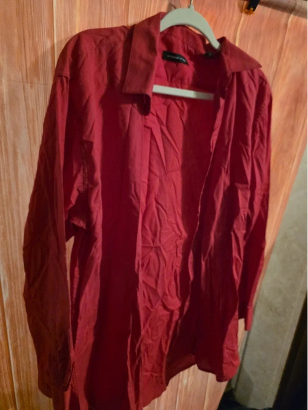 Adrienne Vittadini Mens Crimson Red Dress Shirt Long Sleeve 17-17.5 36/37 Tall